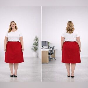 Sag Harbor Red Skirt 24W Plus Size Knee Length A-Line Elastic Waist Work Career